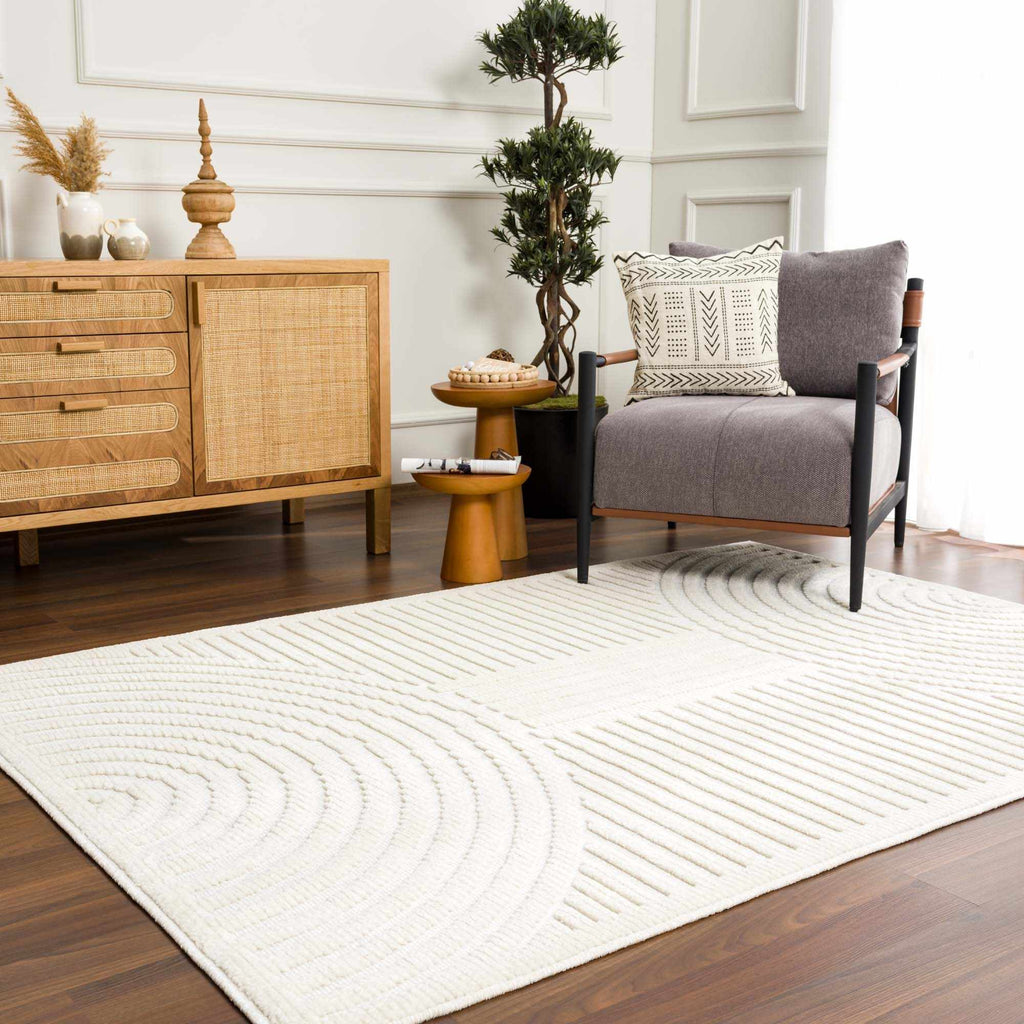 Deron White Washable Area Rug | Machine Washable 3D Textured Rug – Boutique Rugs