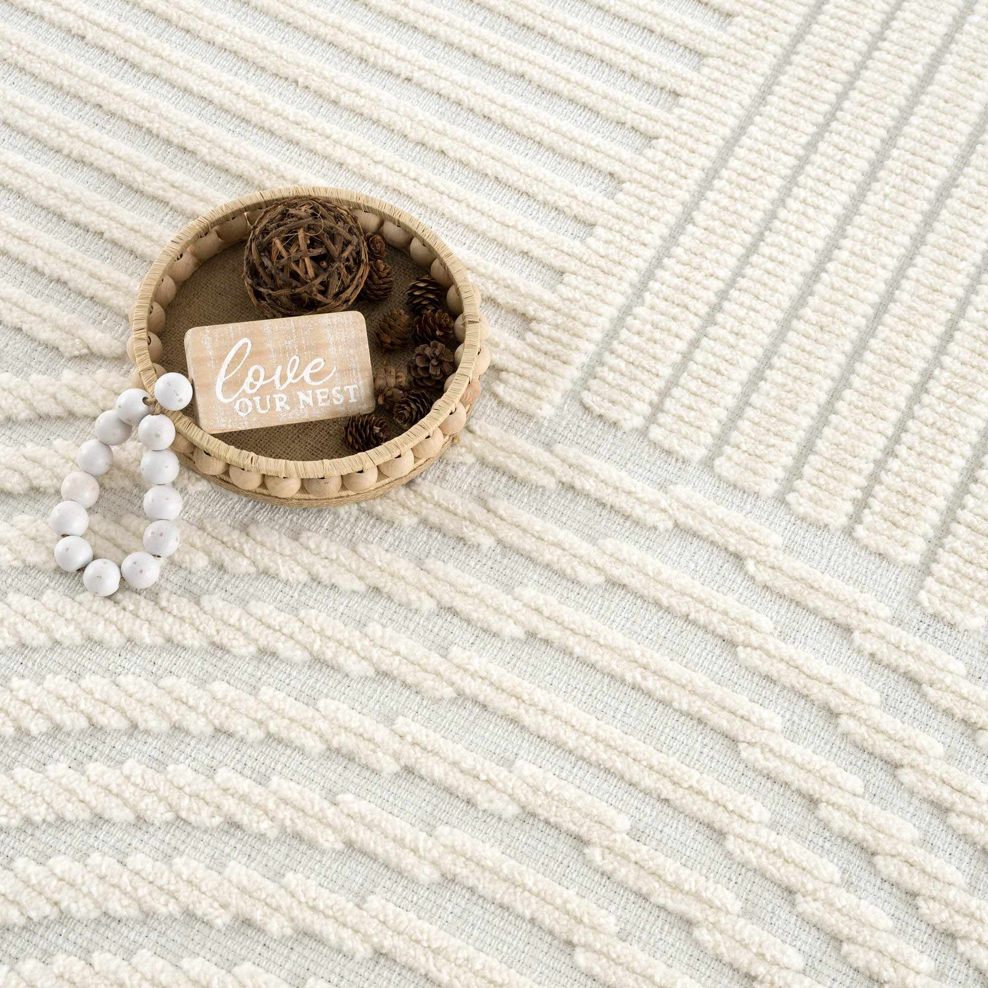 Deron White Washable Area Rug | Machine Washable 3D Textured Rug – Boutique Rugs