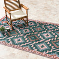 Lhasa Green Outdoor Rug | Boho Geometric Design