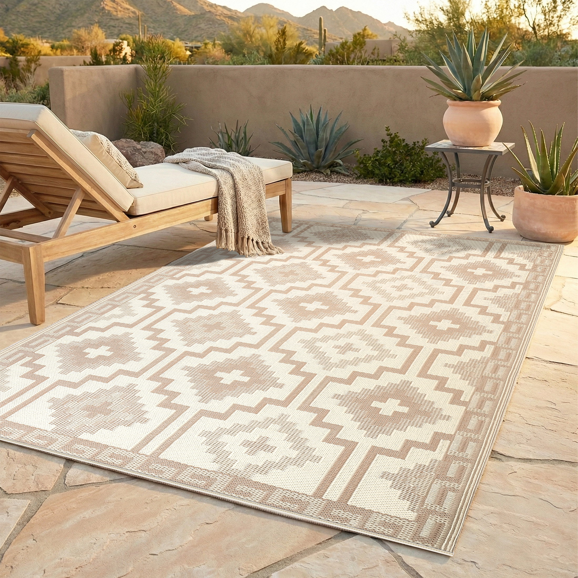 Lhasa Outdoor Rug | Boho Geometric Multicolor Design