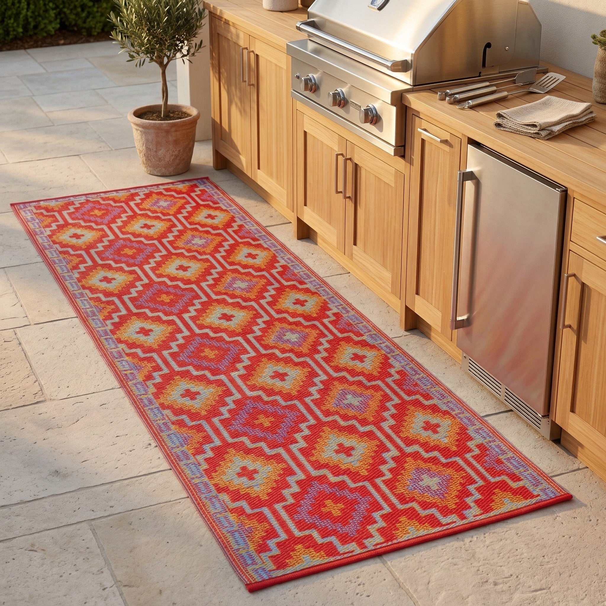Lhasa Outdoor Rug | Boho Geometric Multicolor Design