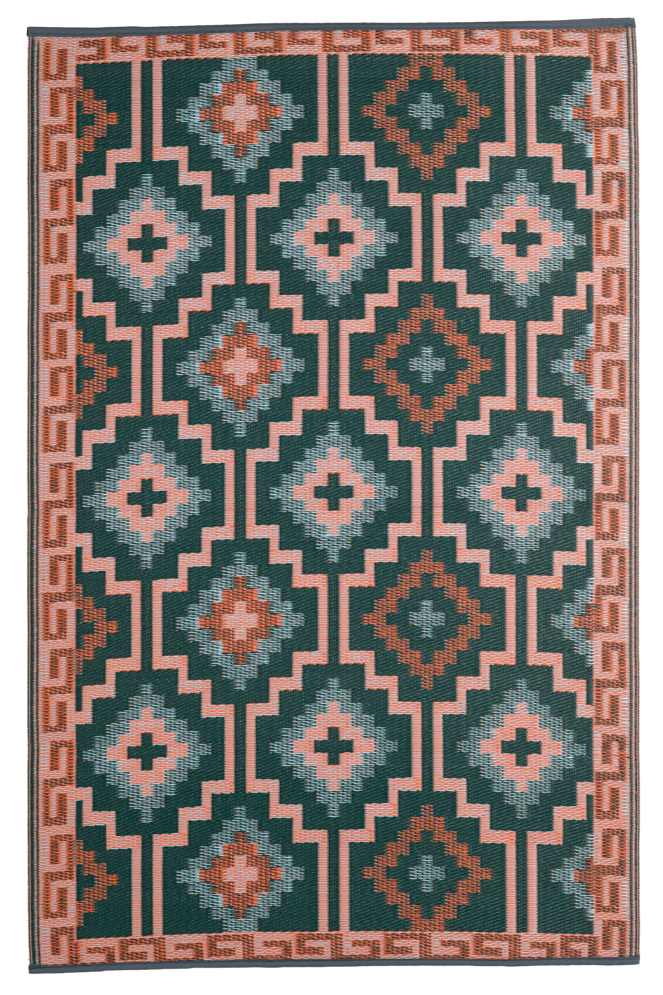Lhasa Green Outdoor Rug | Boho Geometric Design