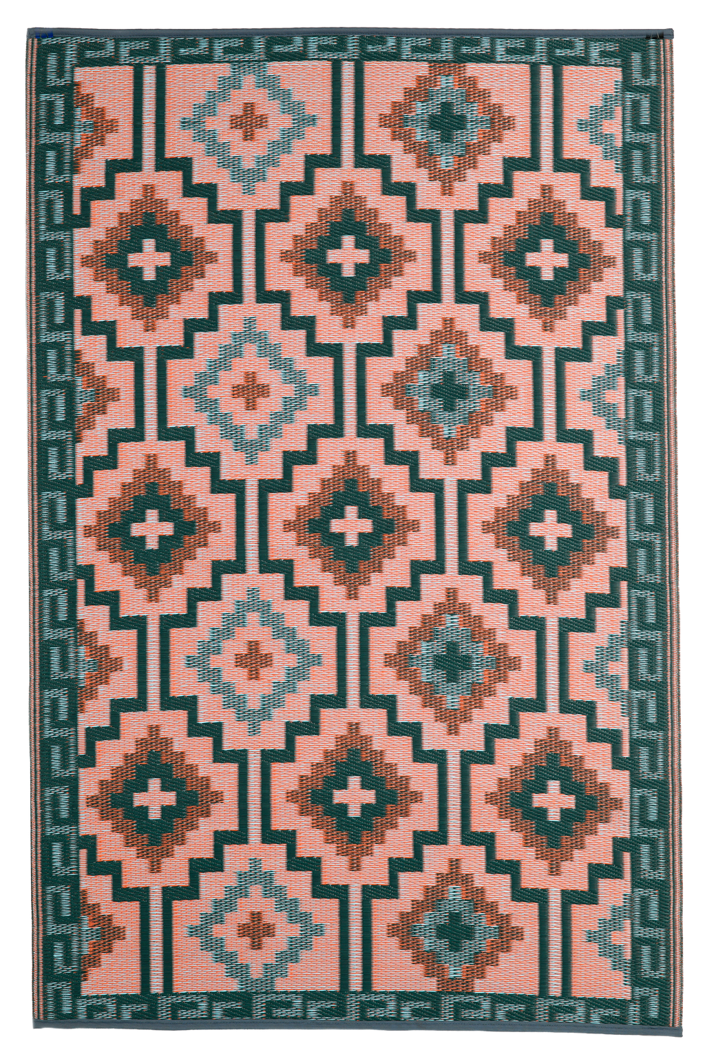 Lhasa Green Outdoor Rug | Boho Geometric Design