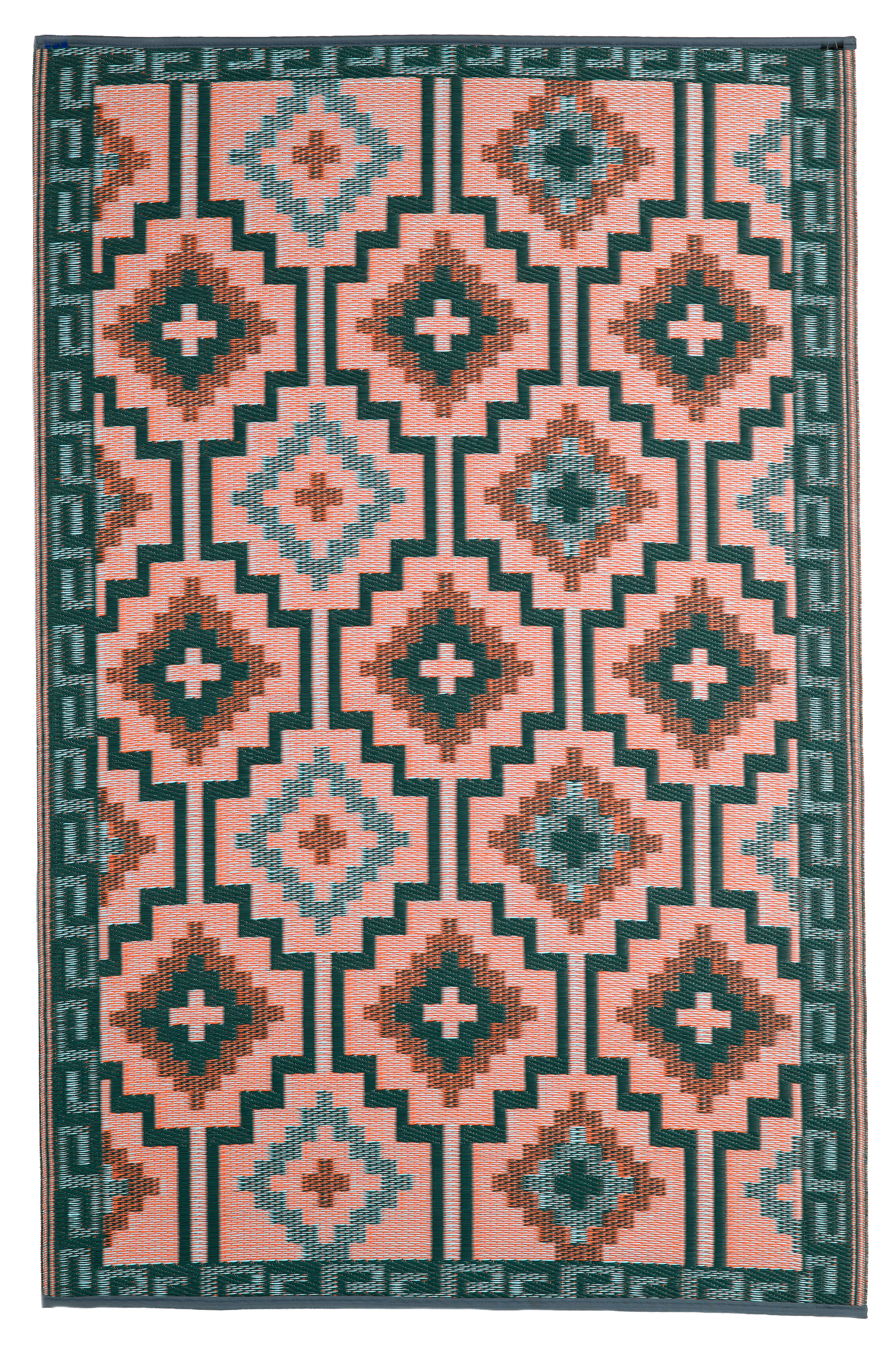 Lhasa Green Outdoor Rug | Boho Geometric Design