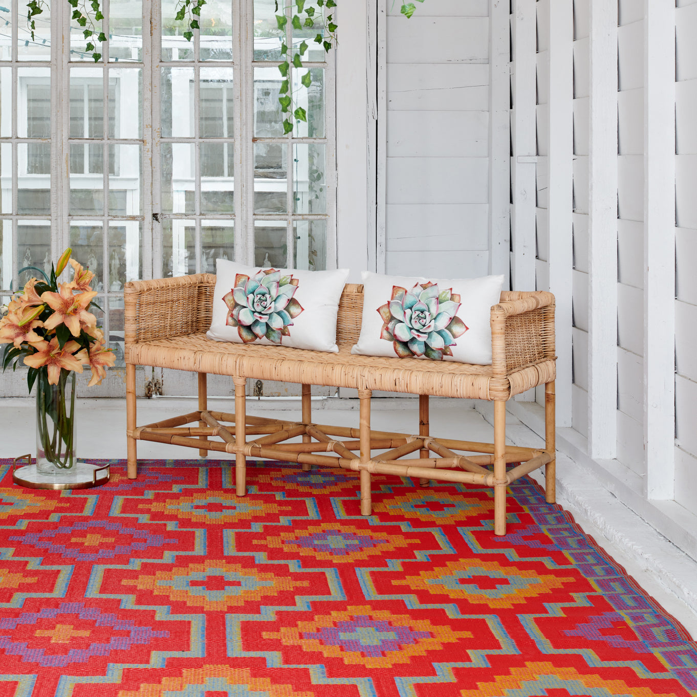 Lhasa Outdoor Rug | Boho Geometric Multicolor Design