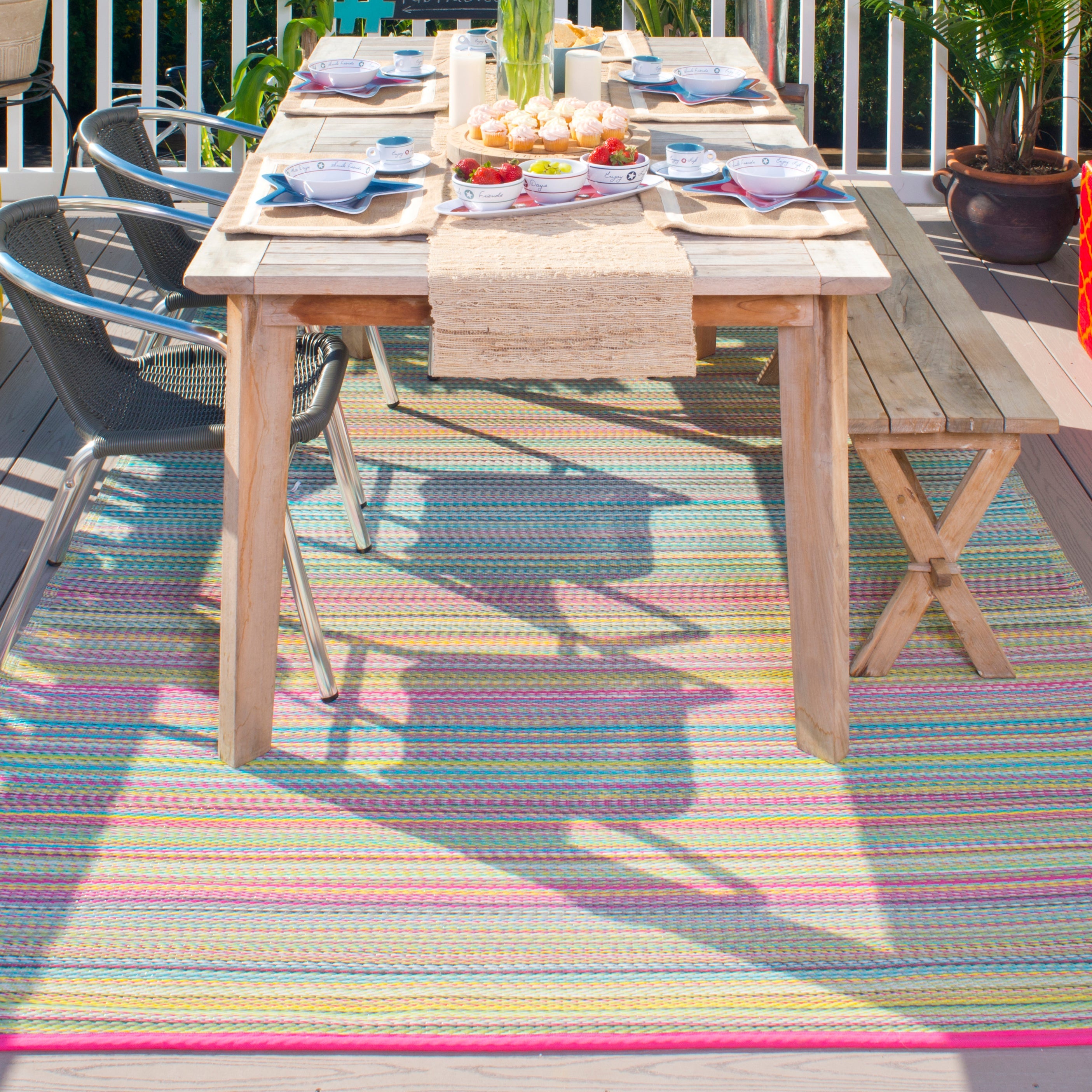 Cancun Candy Outdoor Rug | Bright & Colorful Stripe Design