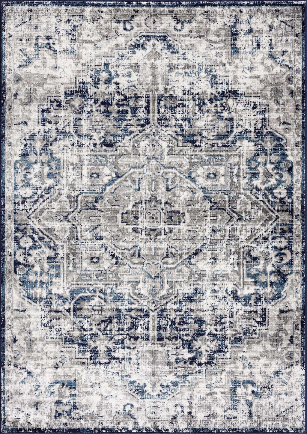 Buenaventura Navy Medallion Area Rug | Traditional Design