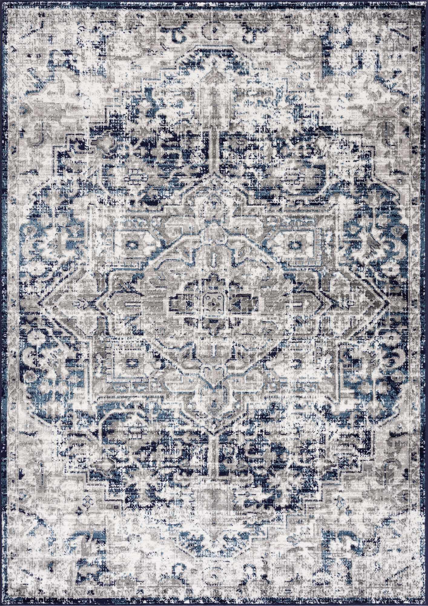 Buenaventura Navy Medallion Area Rug | Traditional Design