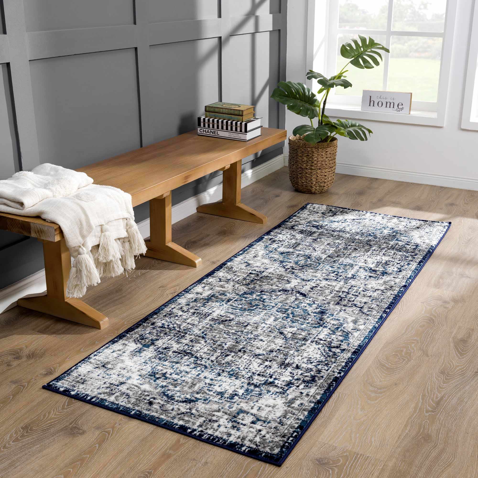Buenaventura Navy Medallion Area Rug | Traditional Design