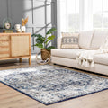 Buenaventura Navy Medallion Area Rug | Traditional Design