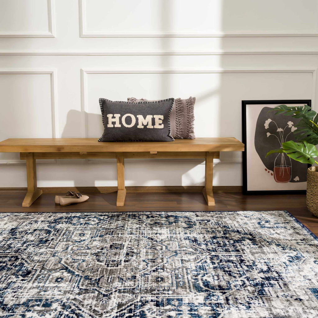 Buenaventura Navy Medallion Area Rug | Traditional Design