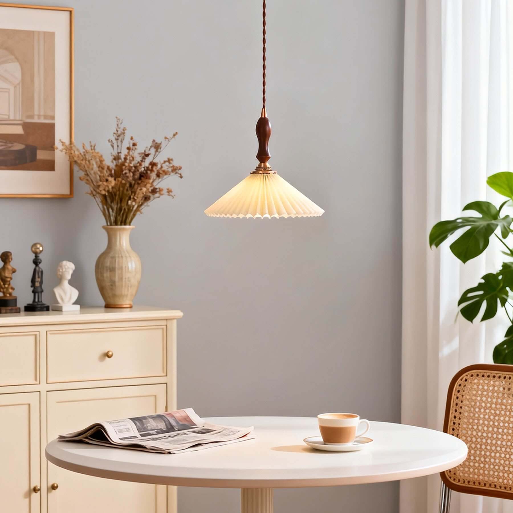 Miloxa Fabric & Wood Pendant Light | Boho Soft Hanging Lamp