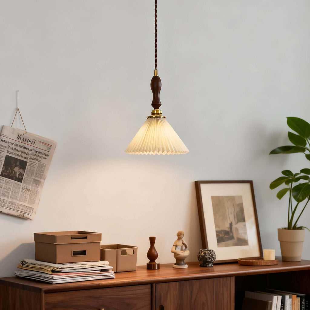 Miloxa Fabric & Wood Pendant Light | Boho Soft Hanging Lamp