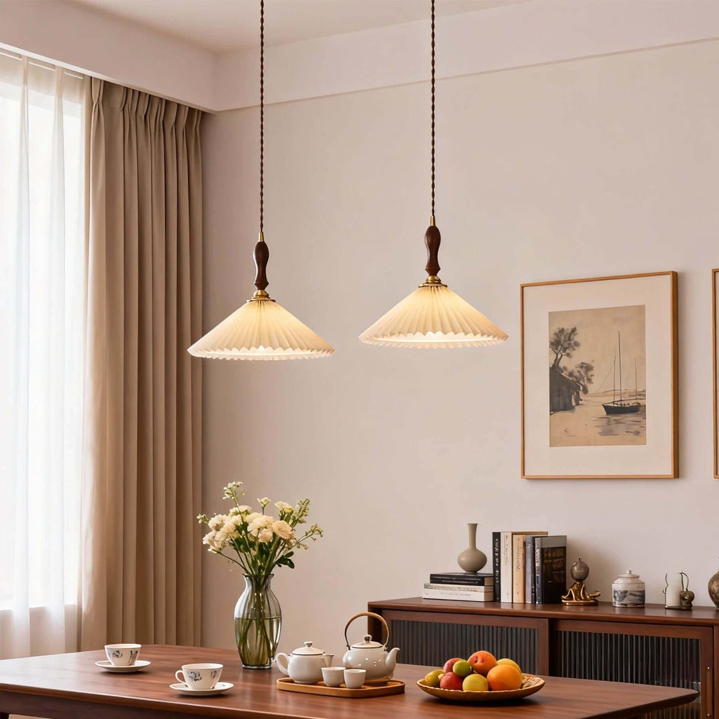 Miloxa Fabric & Wood Pendant Light | Boho Soft Hanging Lamp