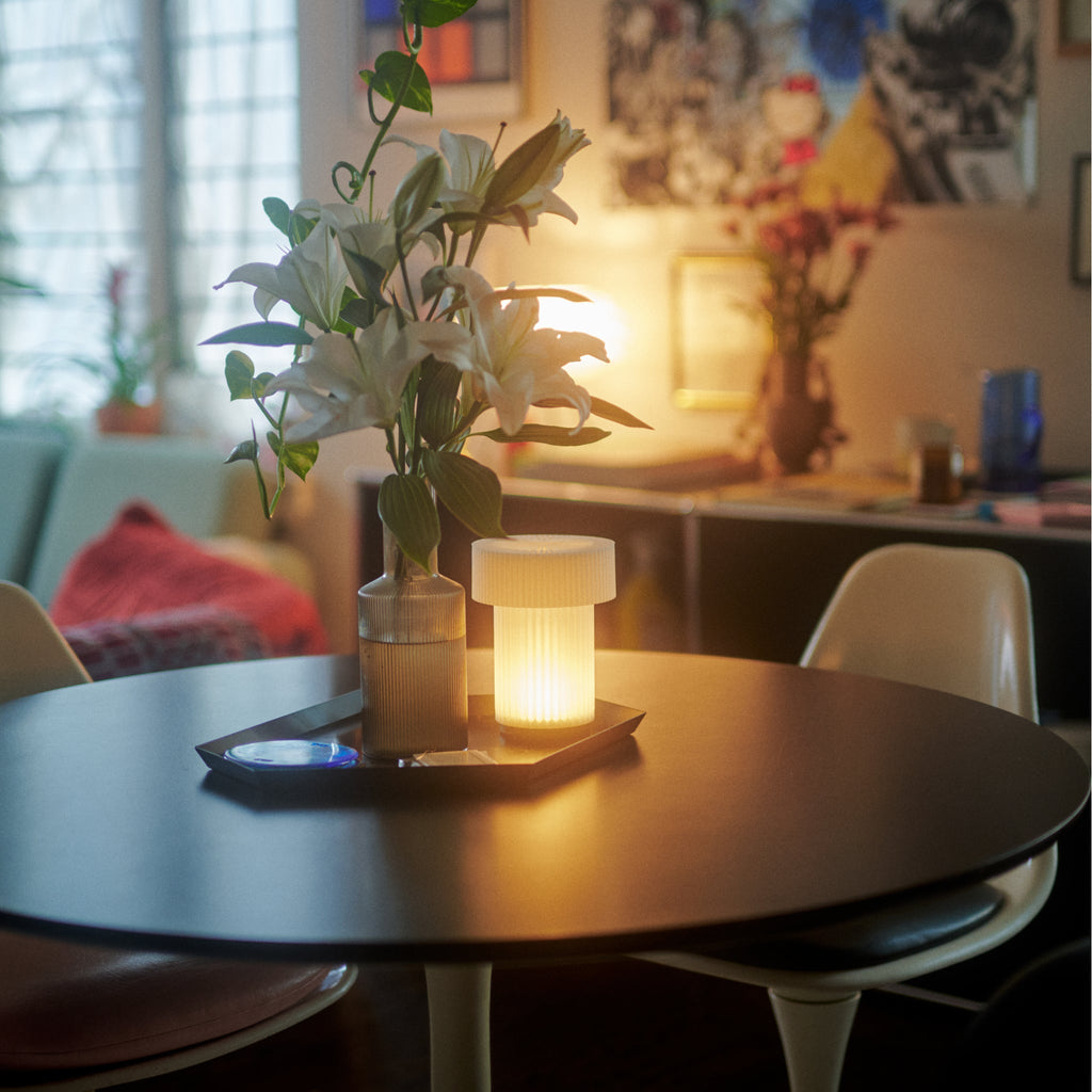 Cordless Mini Drum Lamp | Rechargeable 3D Printed Portable Table Lamp – Wooj Design