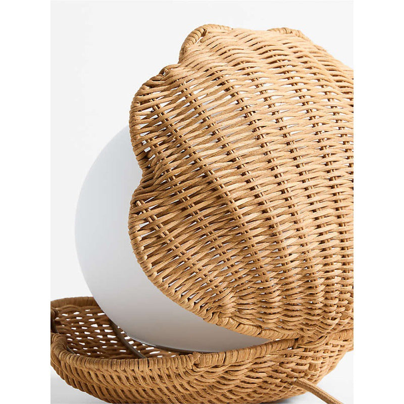 Handmade Wicker Bedside lamp - Shell Lamp-4