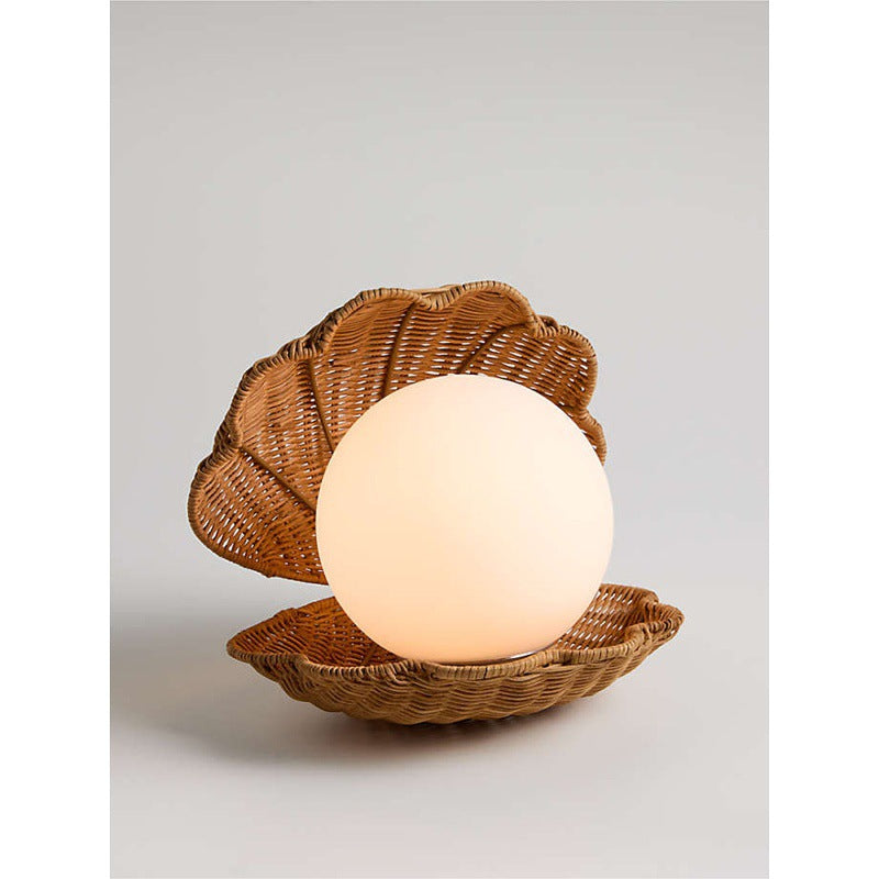 Handmade Wicker Bedside lamp - Shell Lamp-0