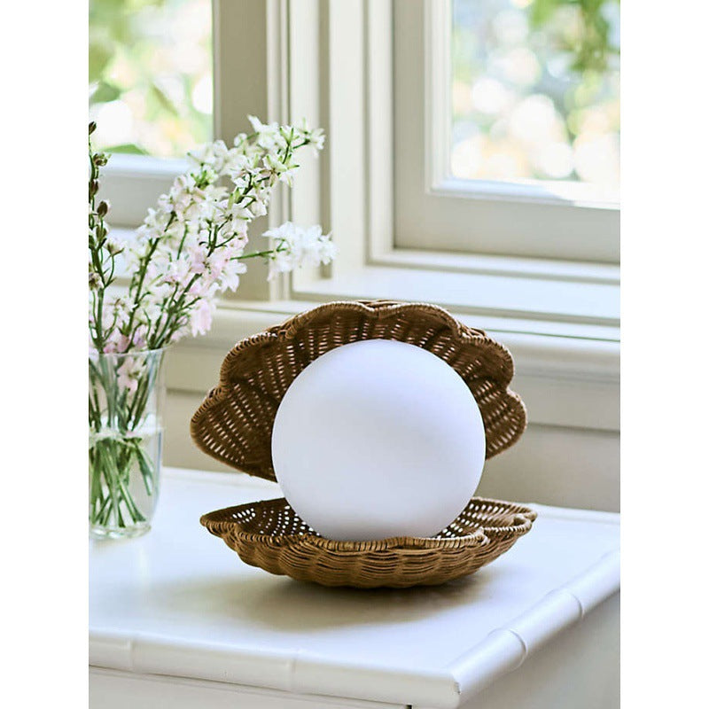 Handmade Wicker Bedside lamp - Shell Lamp-1