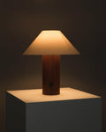 Oakley Table Lamp | Solid Wood Column & Conical Fabric Shade
