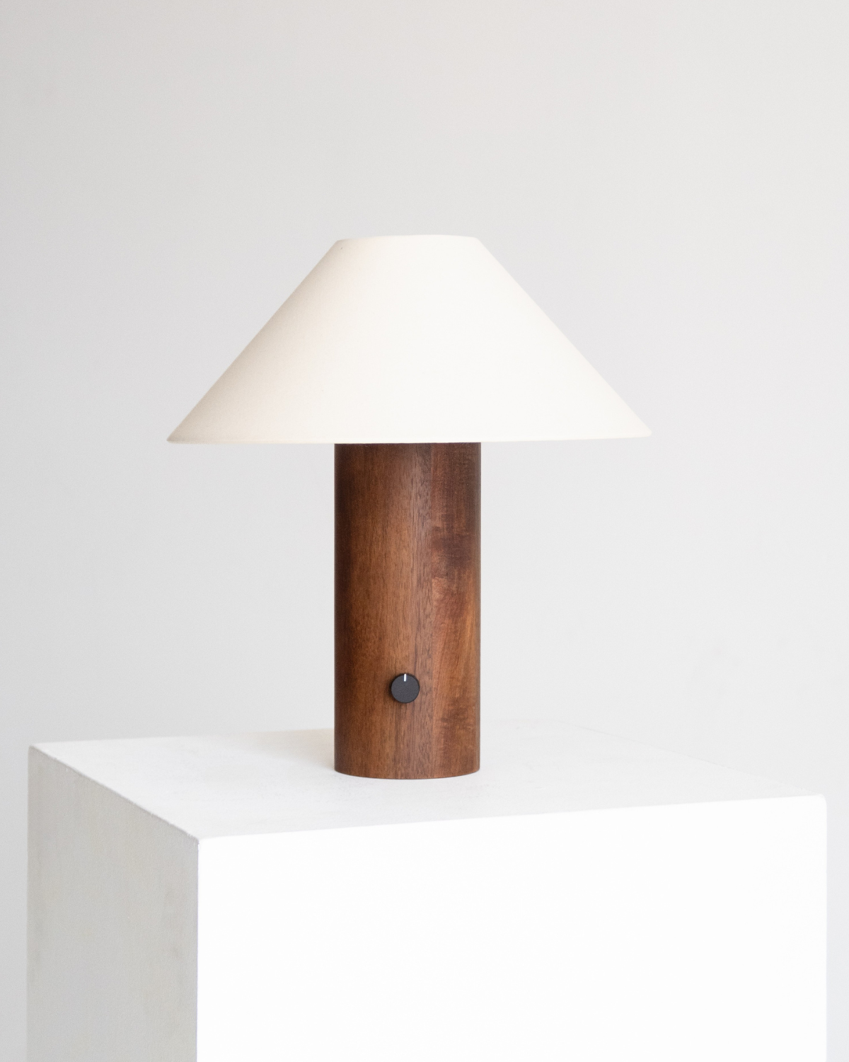 Oakley Table Lamp | Solid Wood Column & Conical Fabric Shade