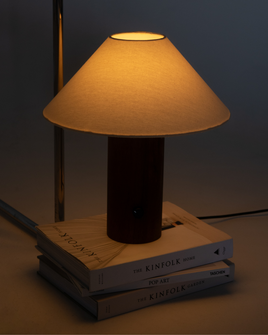 Oakley Table Lamp | Solid Wood Column & Conical Fabric Shade