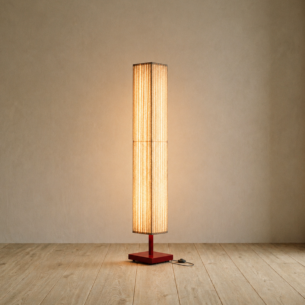 Modern Fabric Column Floor Lamp with Pleated Shade-0