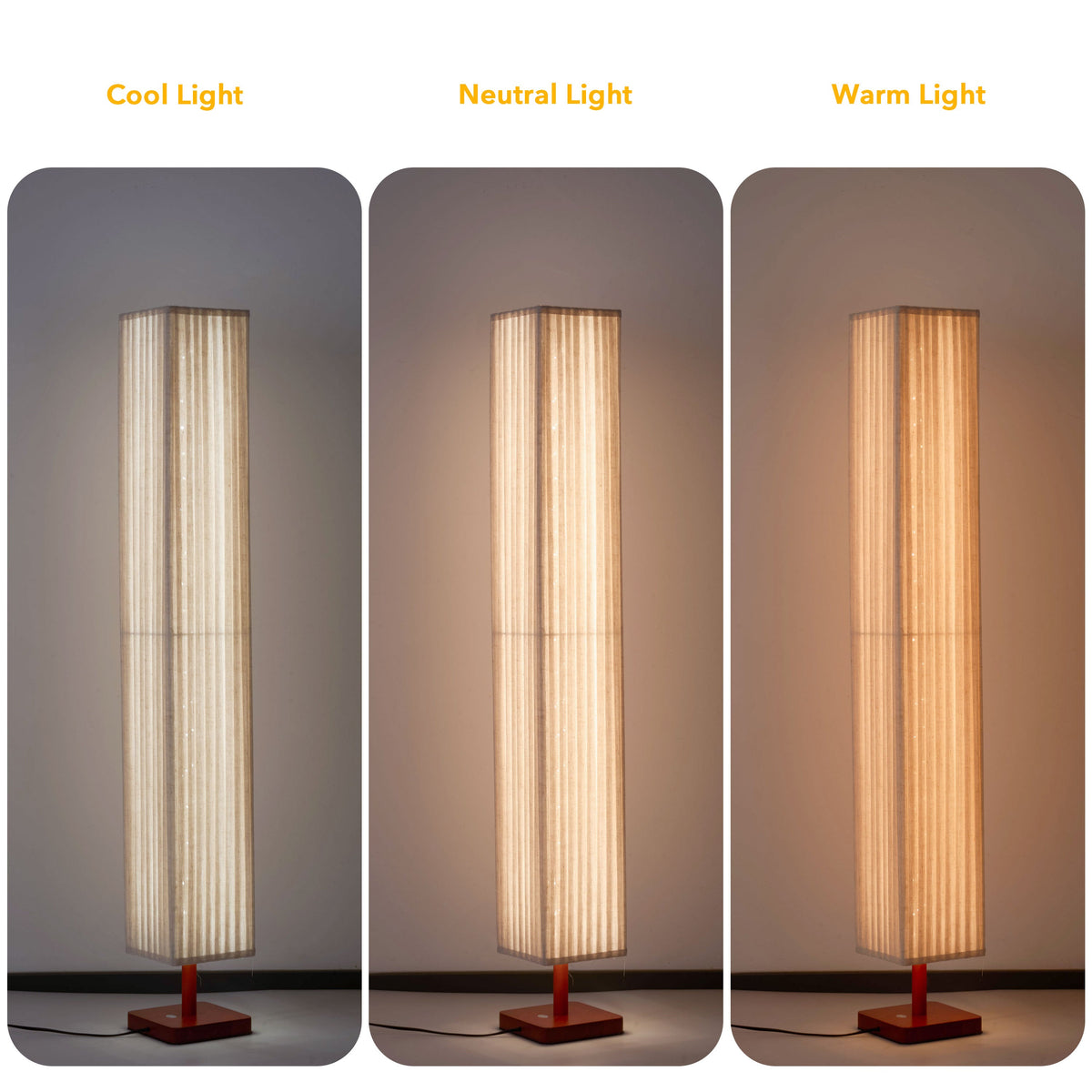 Modern Fabric Column Floor Lamp with Pleated Shade-3