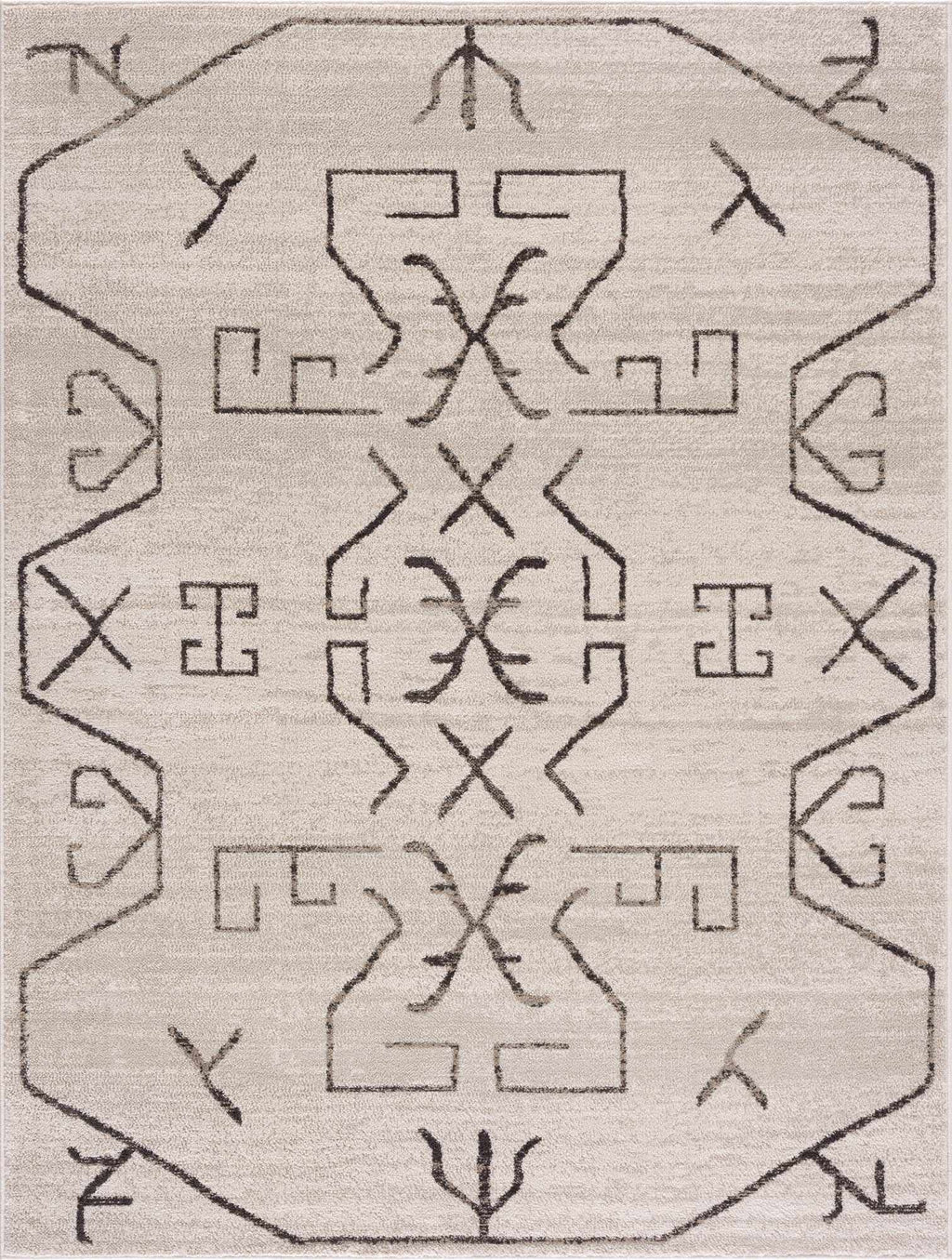 Azzan Cream & Charcoal Area Rug | Boho Aztec Design – Hauteloom