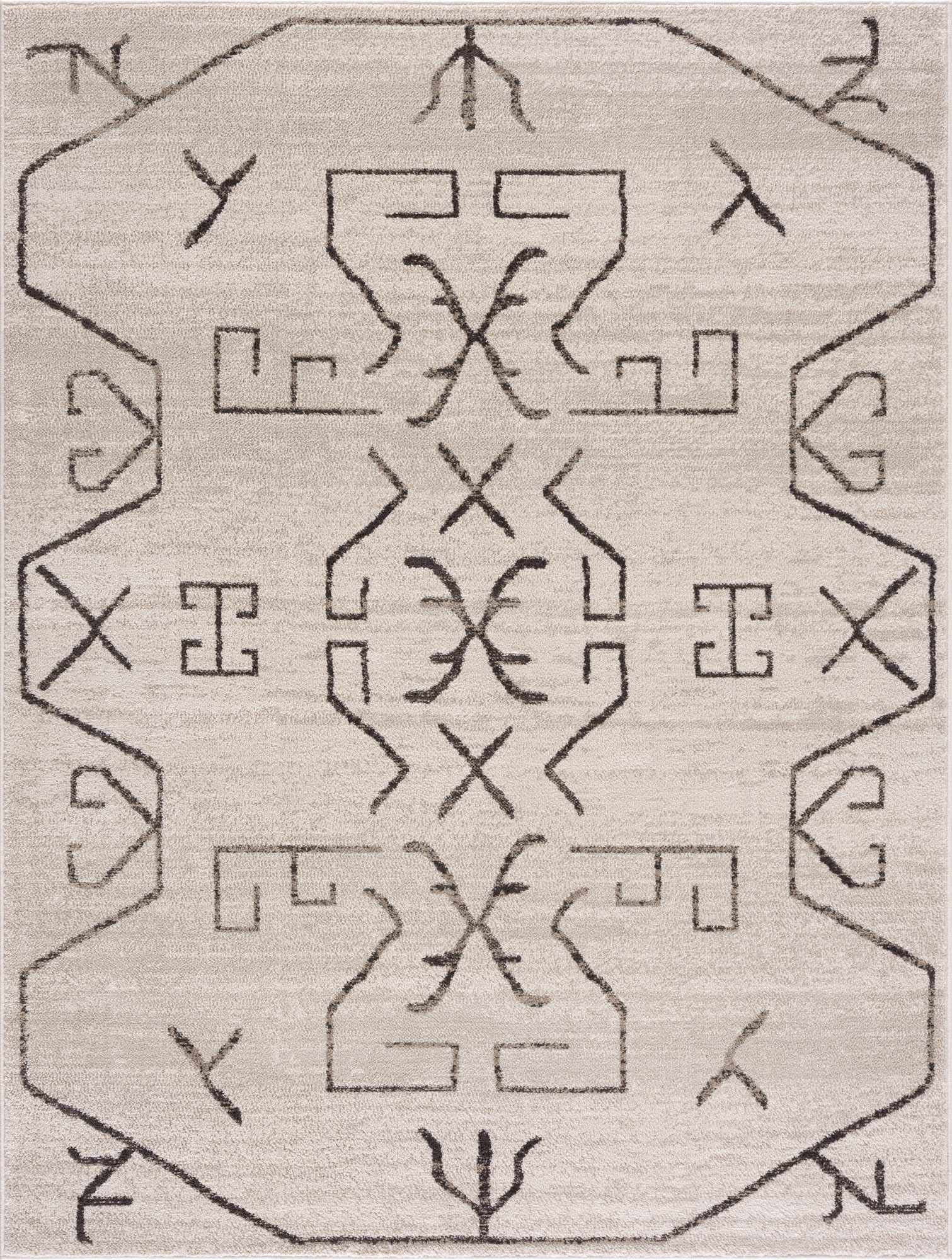 Azzan Cream & Charcoal Area Rug | Boho Aztec Design – Hauteloom