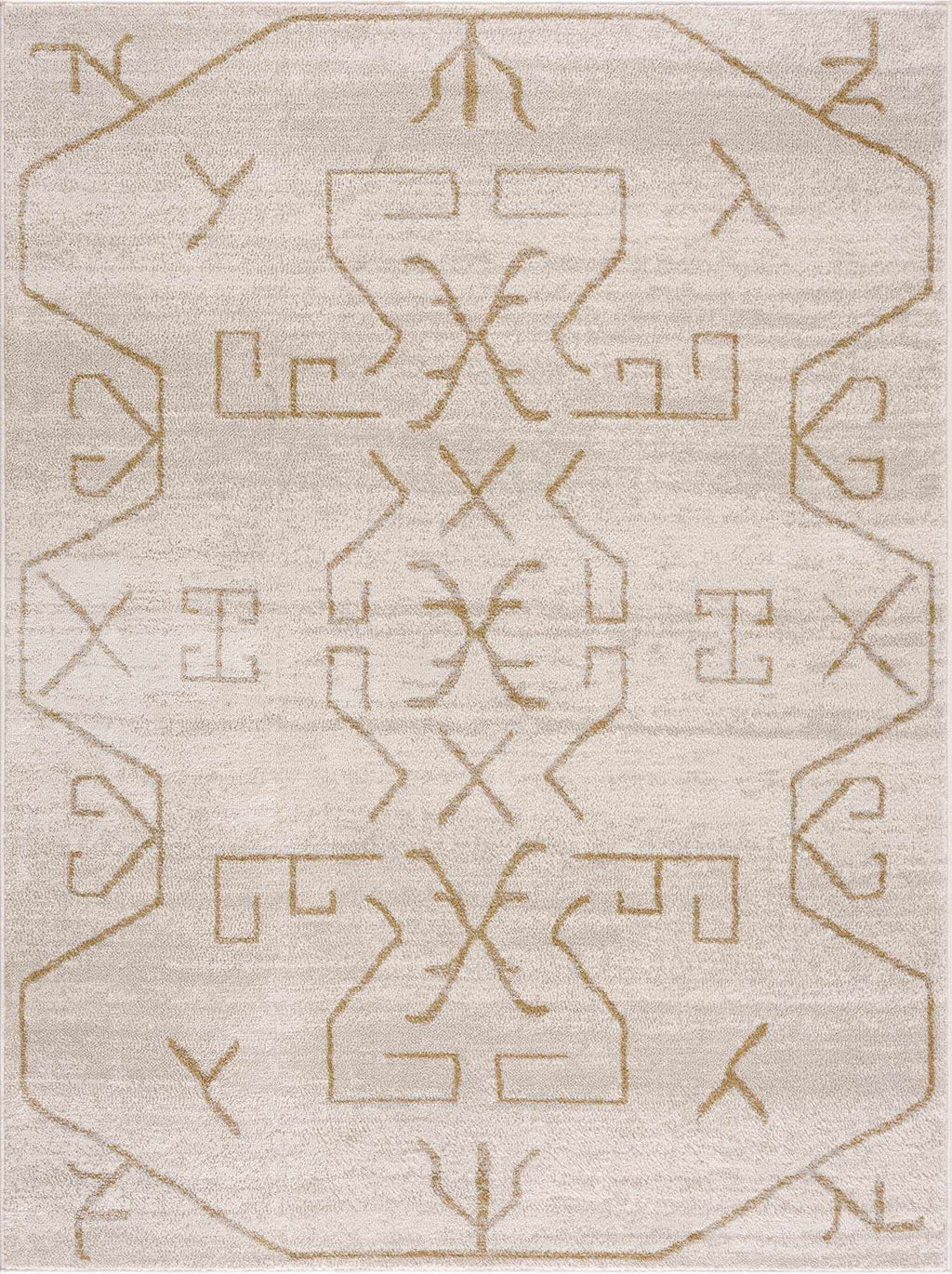 Azzan Cream & Gold Area Rug | Boho Aztec Design