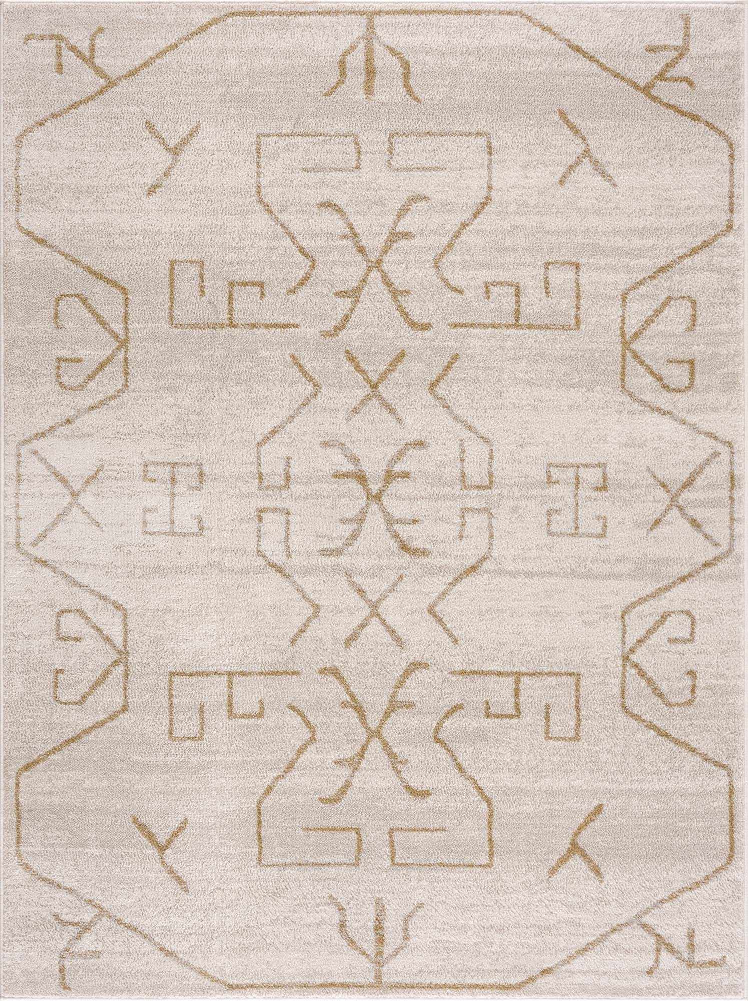 Azzan Cream & Gold Area Rug | Boho Aztec Design