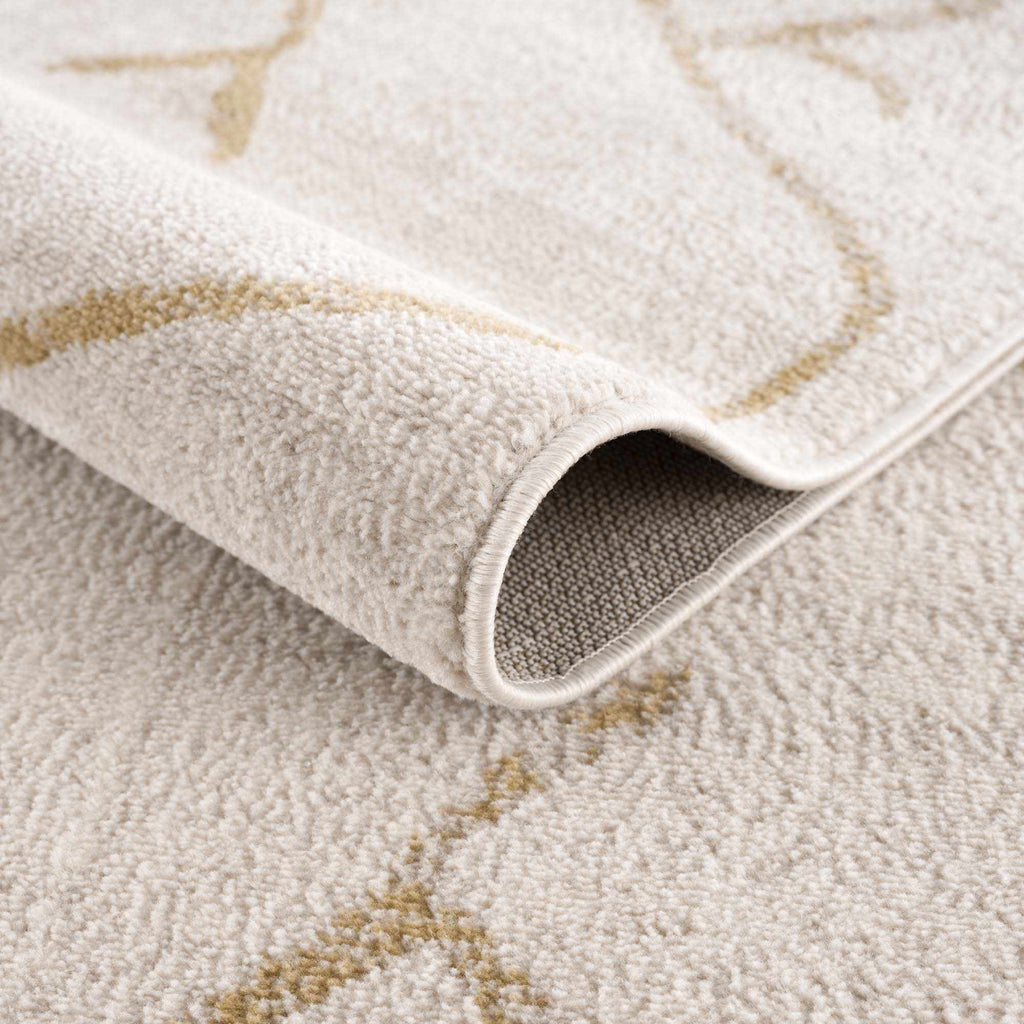 Azzan Cream & Gold Area Rug | Boho Aztec Design