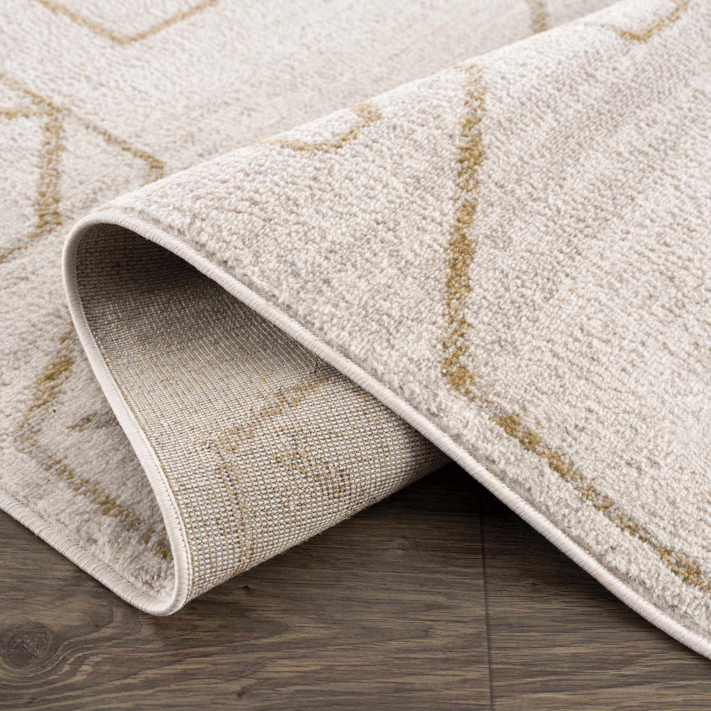 Azzan Cream & Gold Area Rug | Boho Aztec Design