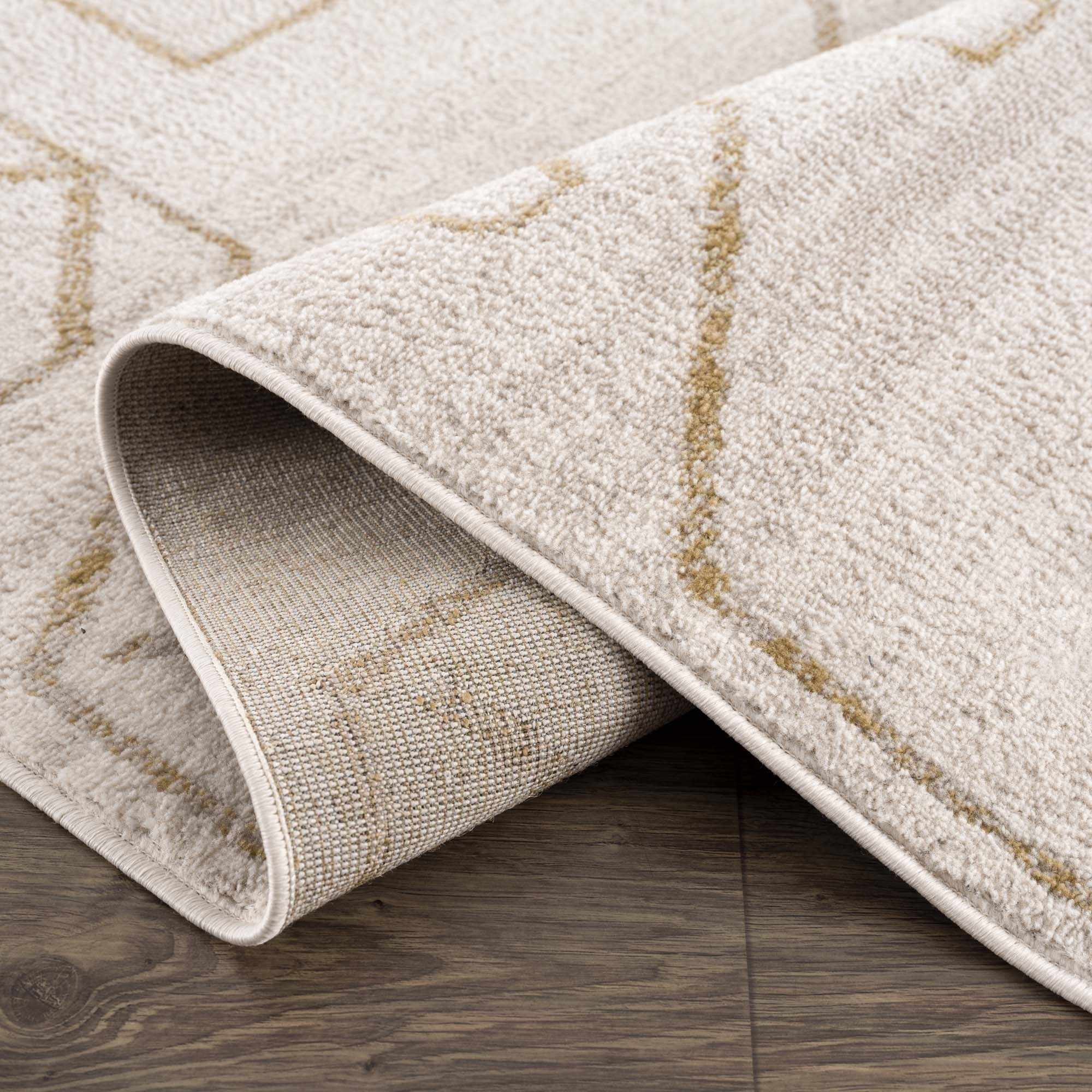 Azzan Cream & Gold Area Rug | Boho Aztec Design