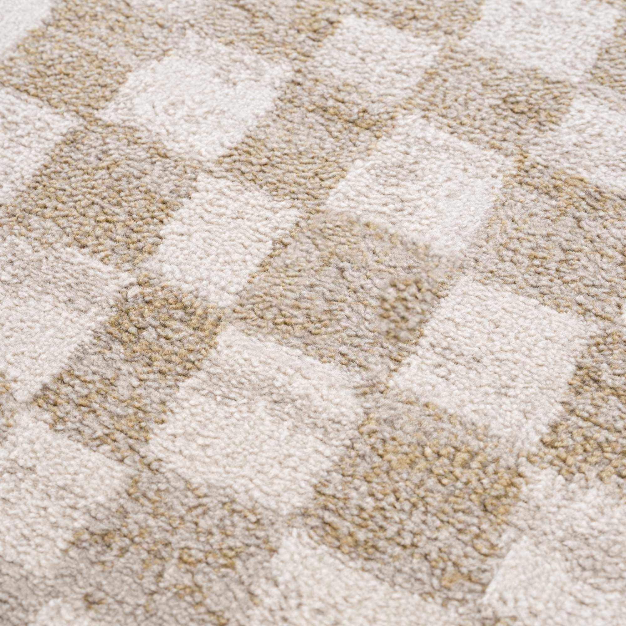 Benjy Cream & Gold Checkered Area Rug | Distressed Plush Design