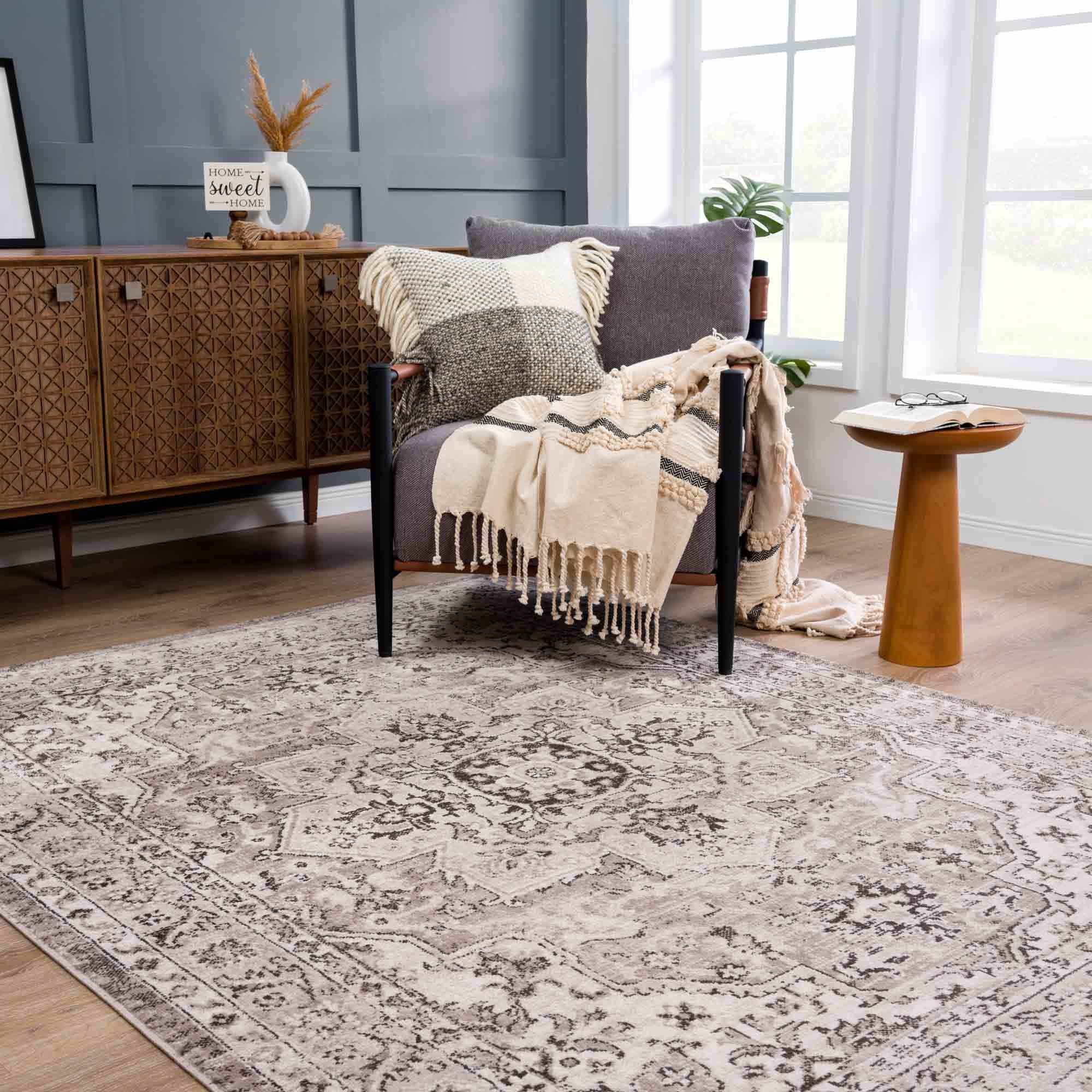 Albie Beige Area Rug | Traditional Iranian-Inspired Design