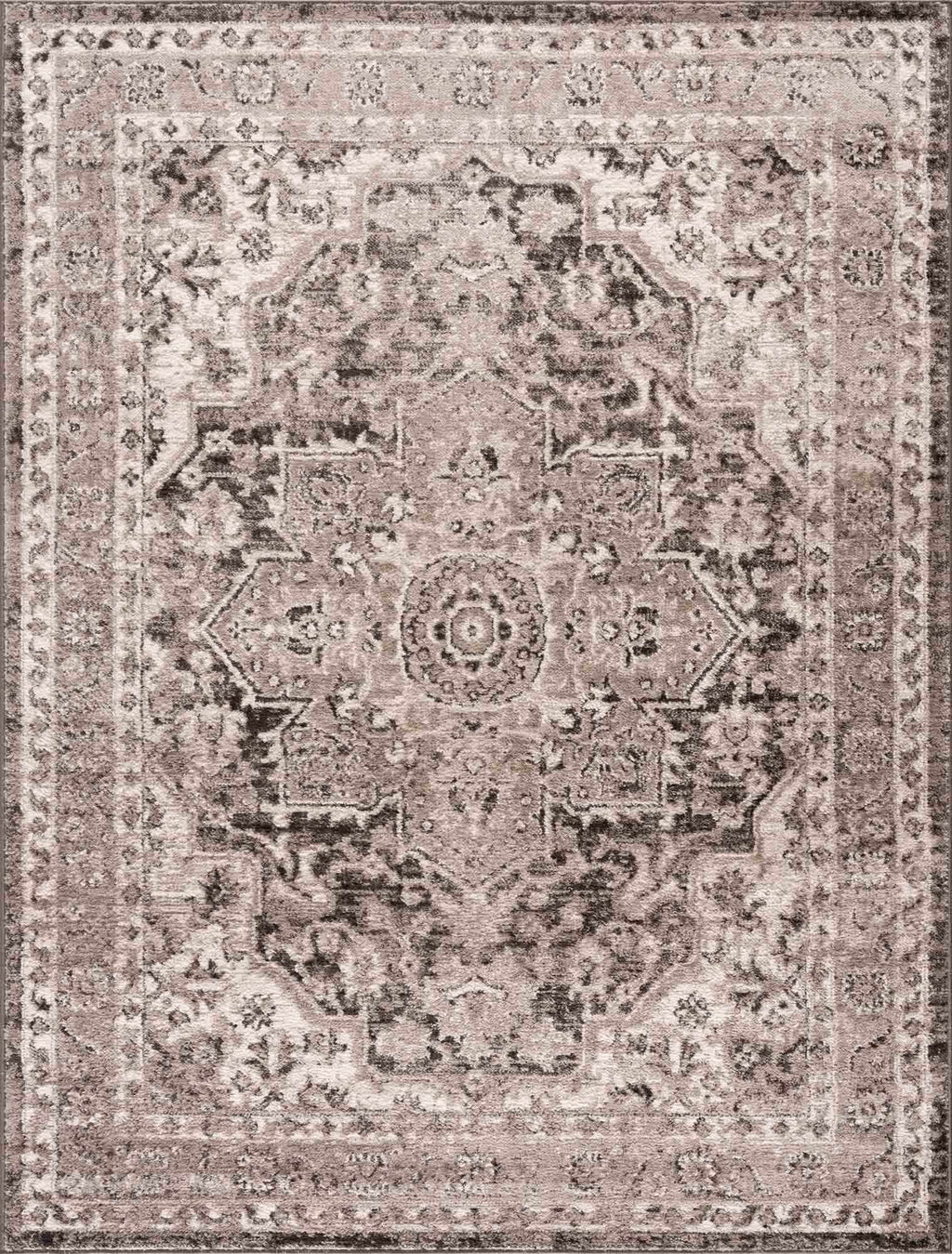 Albie Charcoal & Beige Area Rug | Traditional Iranian-Inspired Design