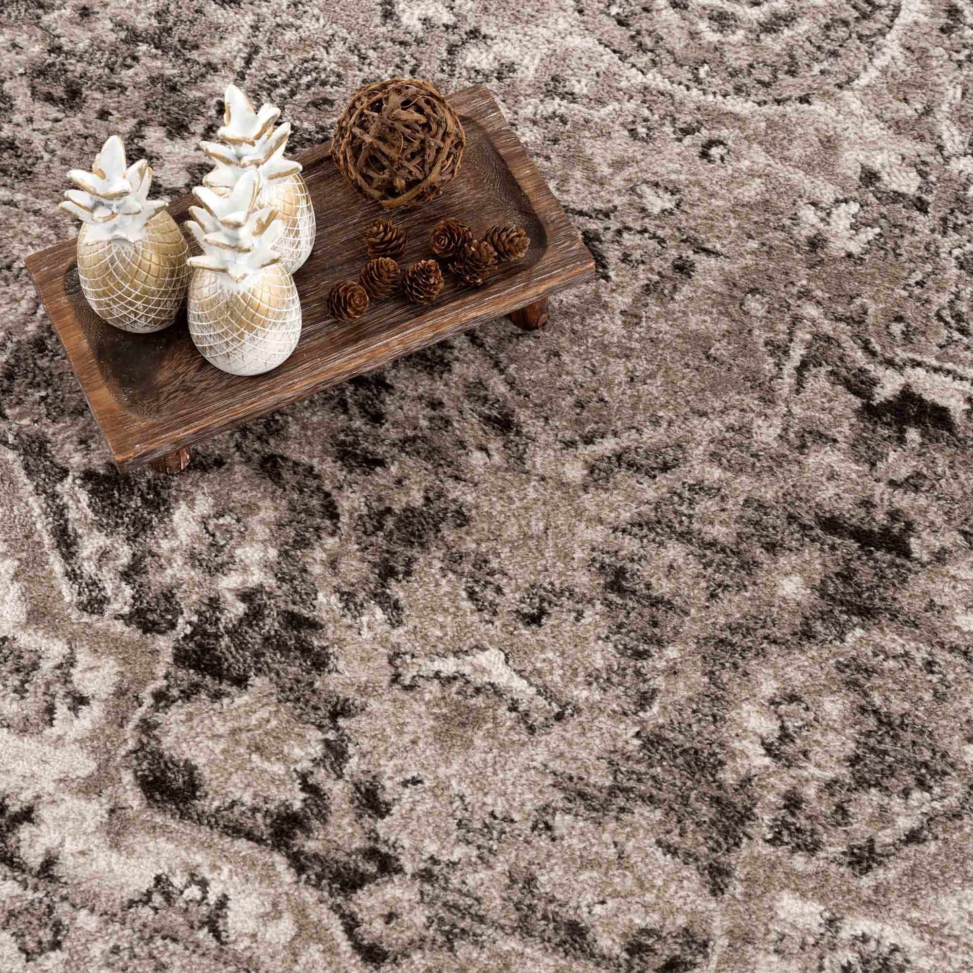Albie Charcoal & Beige Area Rug | Traditional Iranian-Inspired Design
