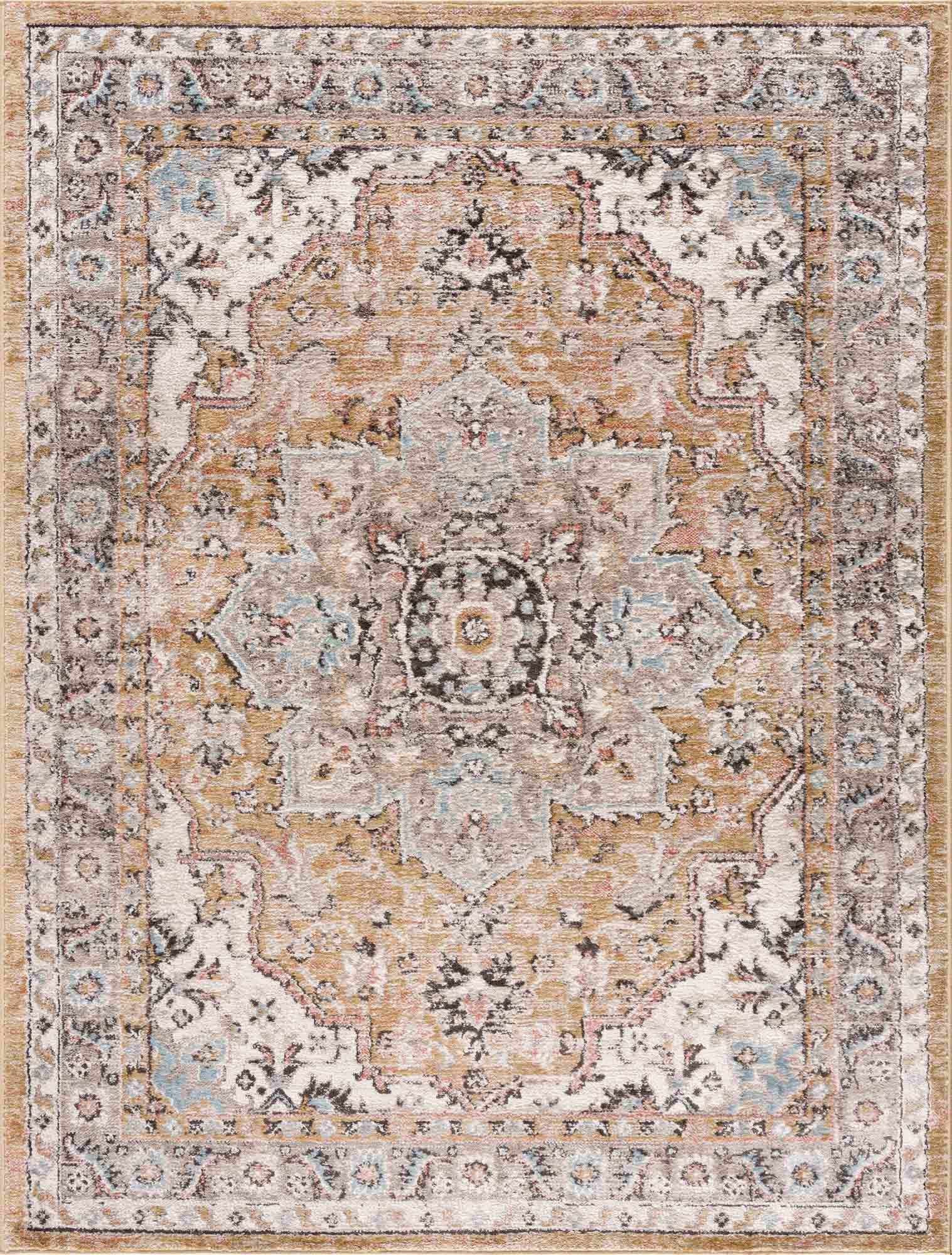 Albie Gold & Beige Area Rug | Traditional Iranian-Inspired Design – Hauteloom