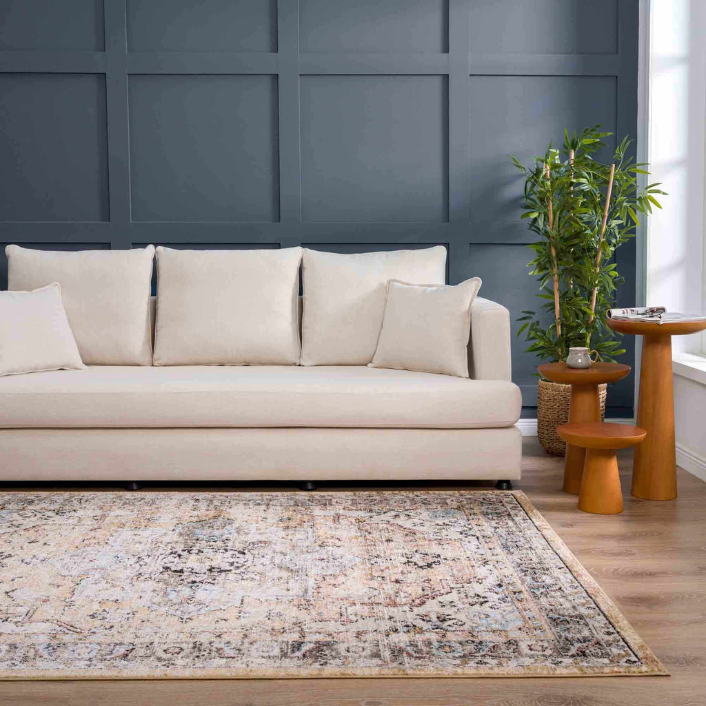 Albie Gold & Beige Area Rug | Traditional Iranian-Inspired Design – Hauteloom