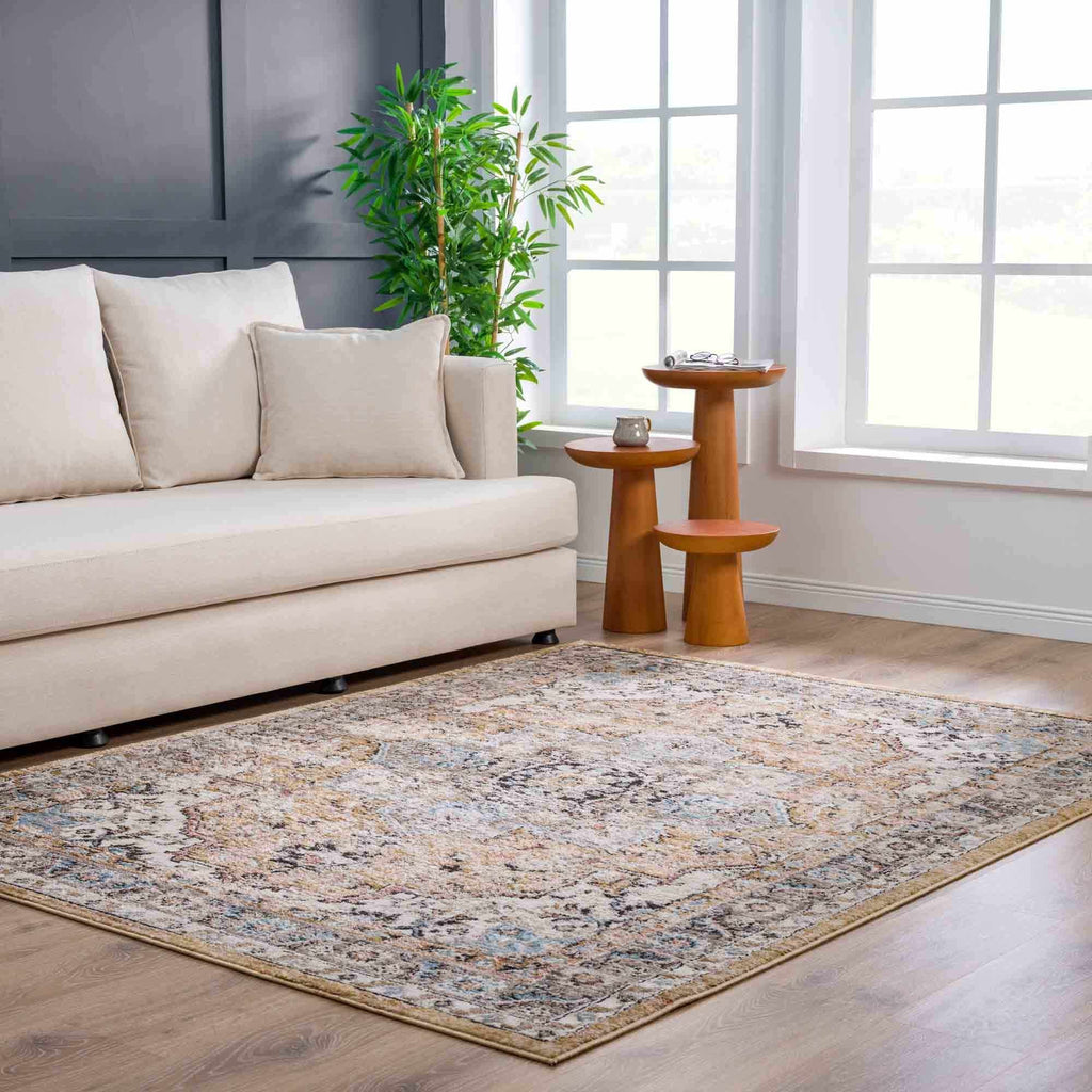 Albie Gold & Beige Area Rug | Traditional Iranian-Inspired Design – Hauteloom