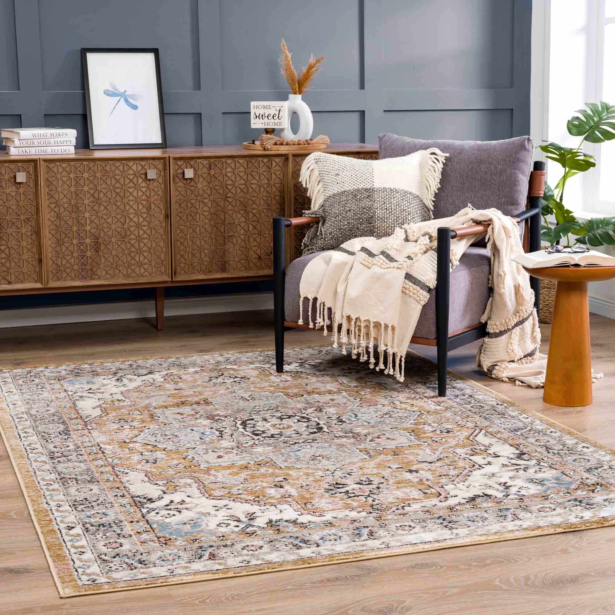 Albie Gold & Beige Area Rug | Traditional Iranian-Inspired Design – Hauteloom