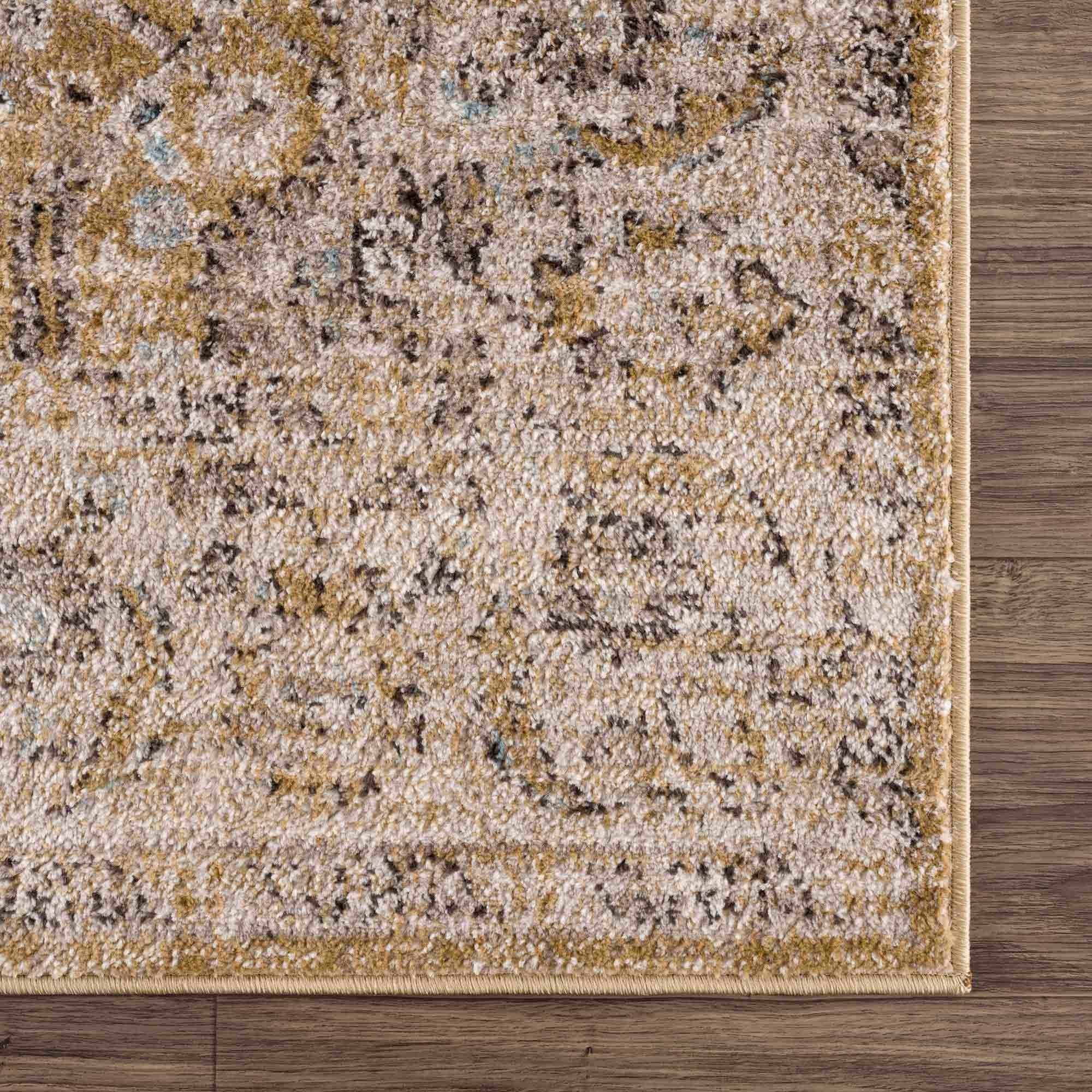 Anana Gold & Beige Area Rug | Distressed Anatolian-Inspired Design