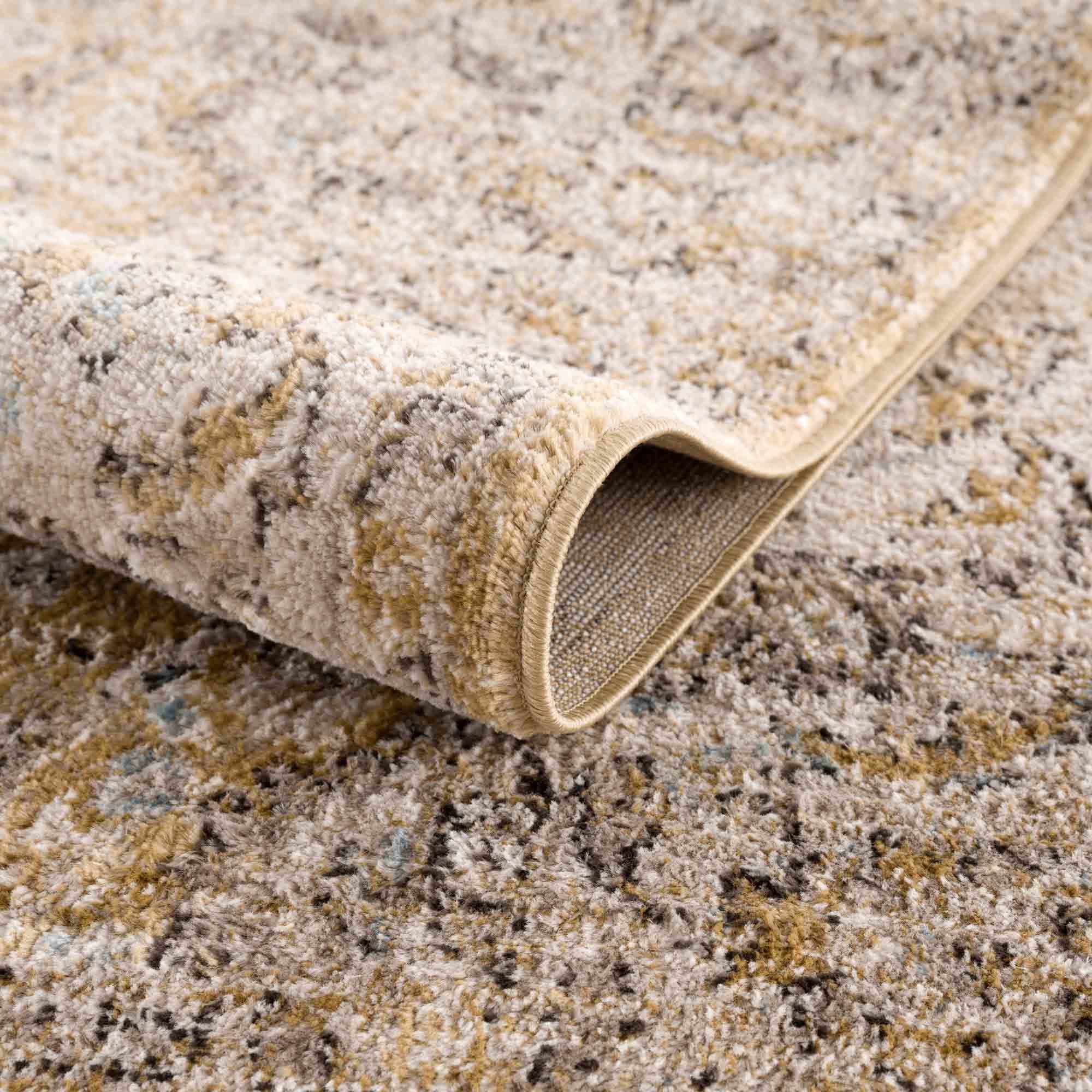 Anana Gold & Beige Area Rug | Distressed Anatolian-Inspired Design