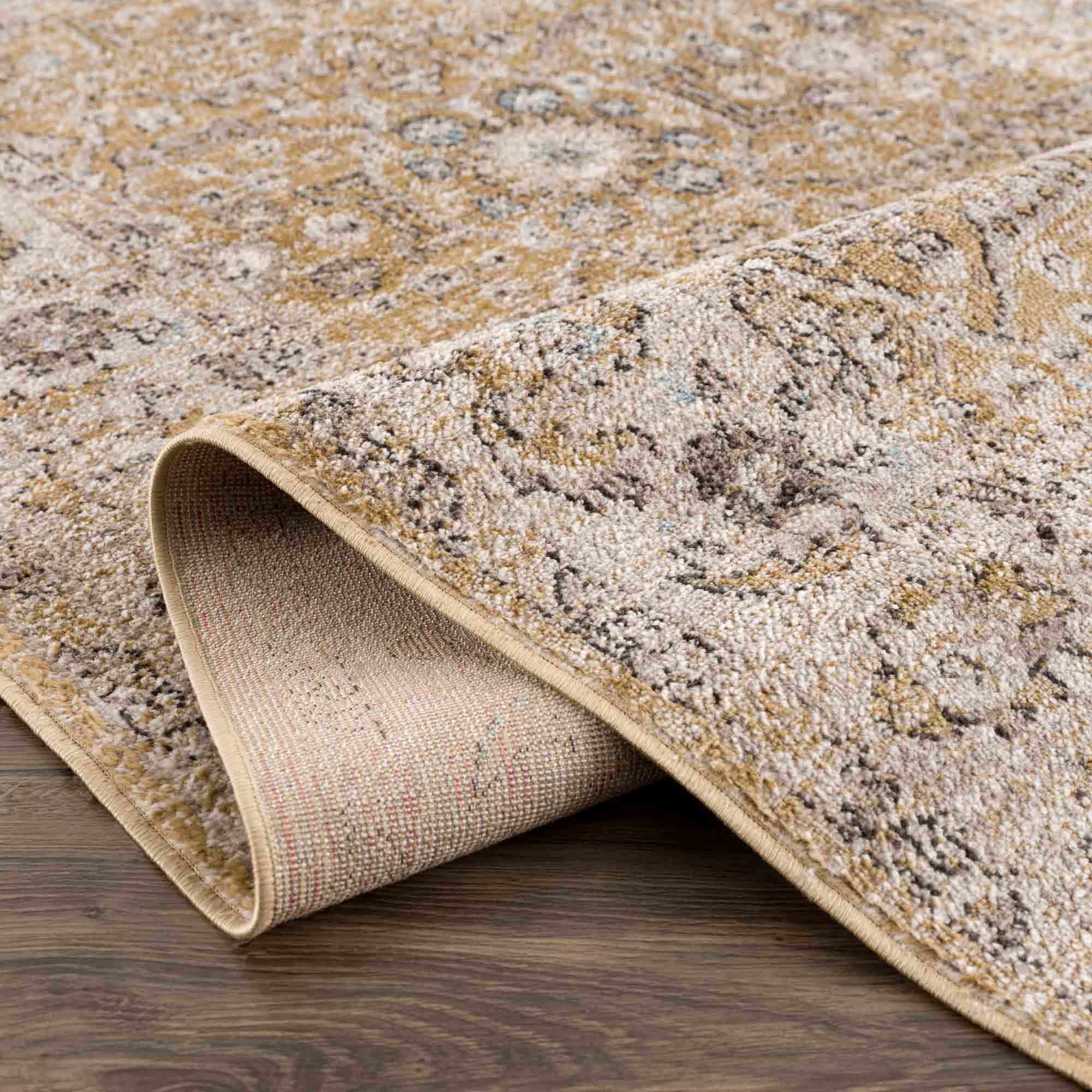 Anana Gold & Beige Area Rug | Distressed Anatolian-Inspired Design