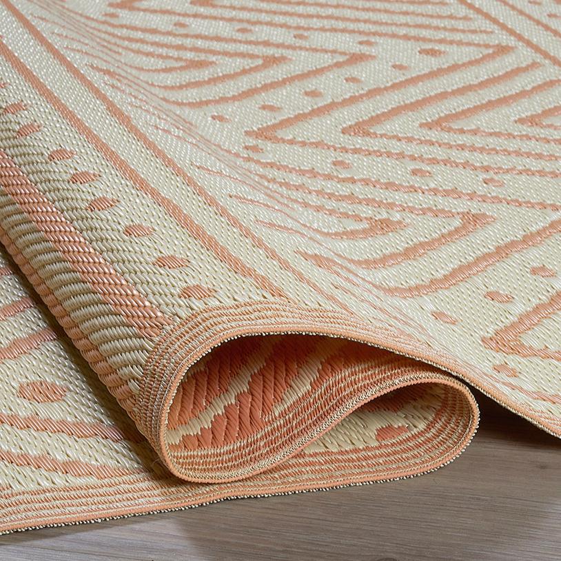 Patan Coral Outdoor Rug | Warm Chevron Pattern Design