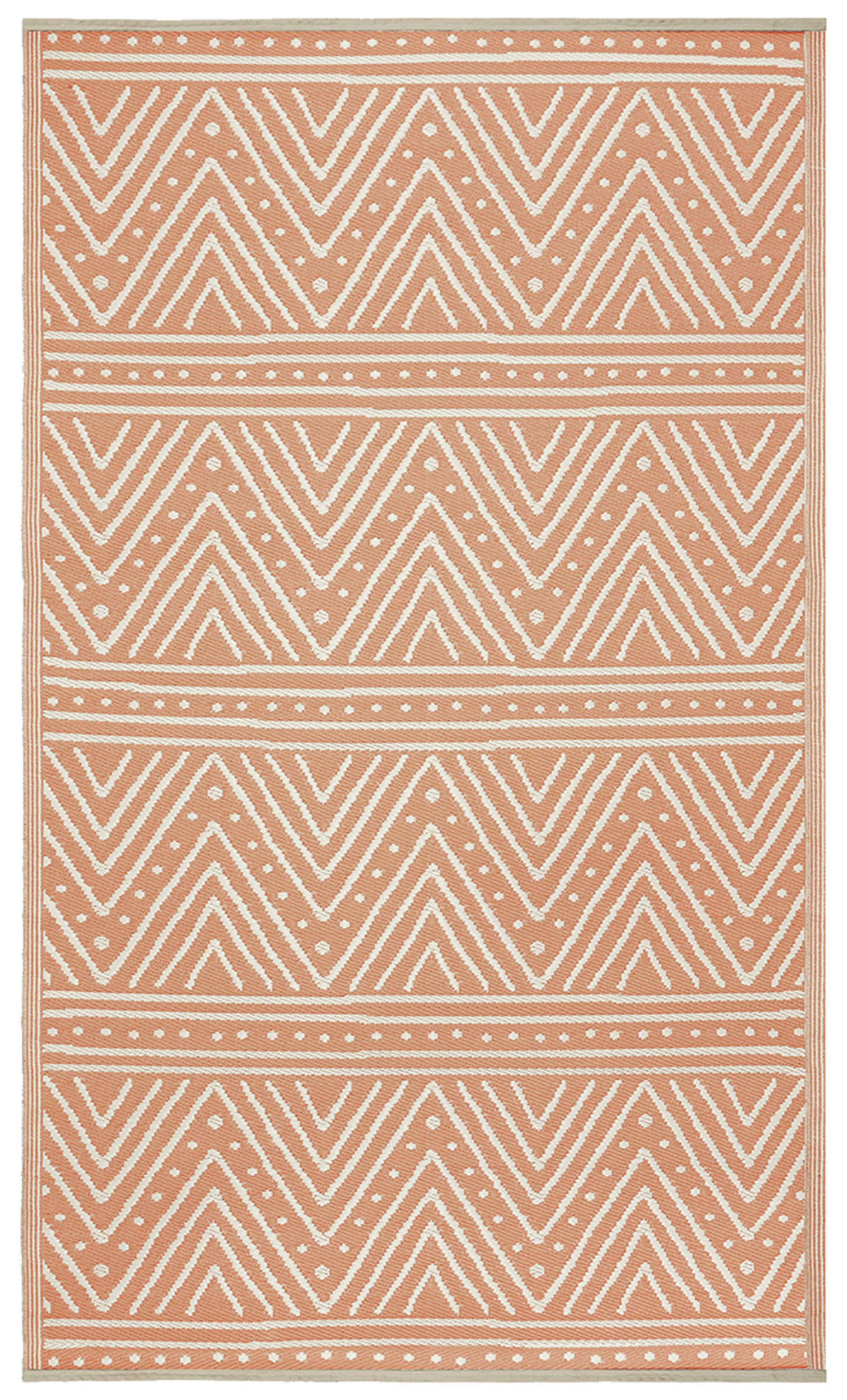 Patan Coral Outdoor Rug | Warm Chevron Pattern Design