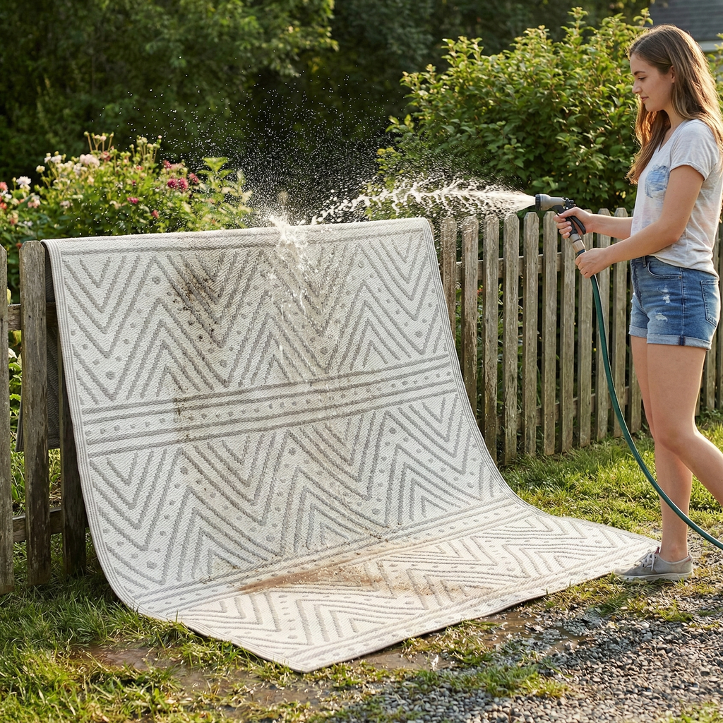 Patan Beige Outdoor Rug | Modern Chevron Pattern Design