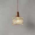 Ravico Glass & Wood Pendant Light | Wabi-Sabi Kitchen Hanging Lamp