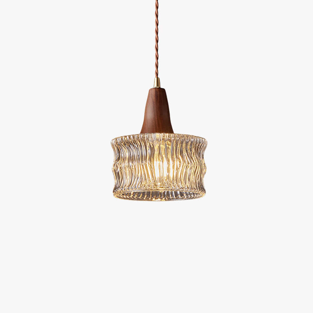 Ravico Glass & Wood Pendant Light | Wabi-Sabi Kitchen Hanging Lamp